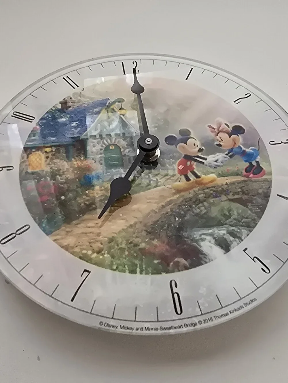 Disney Mickey & Minnie Sweetheart Bridge Thomas Kinkade Wall Clock 2016